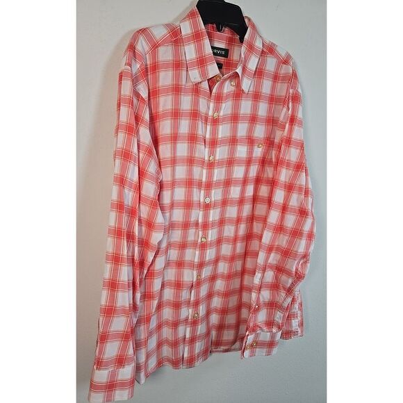 Orvis Shirt Mens L Long Sleeve Button Down Plaid Red/Orange/White Classic Cotton - Picture 6 of 13